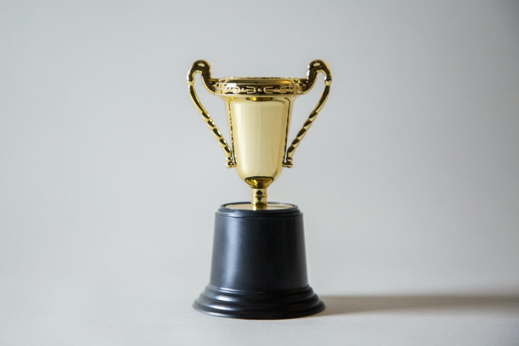 business awards trophy in white background
