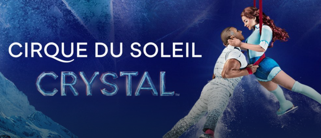 Poster for Cirque du Soleil Crystal; image of a man lifting a woman