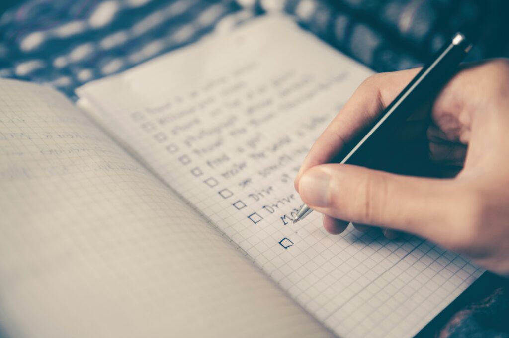 Checklist in notebook