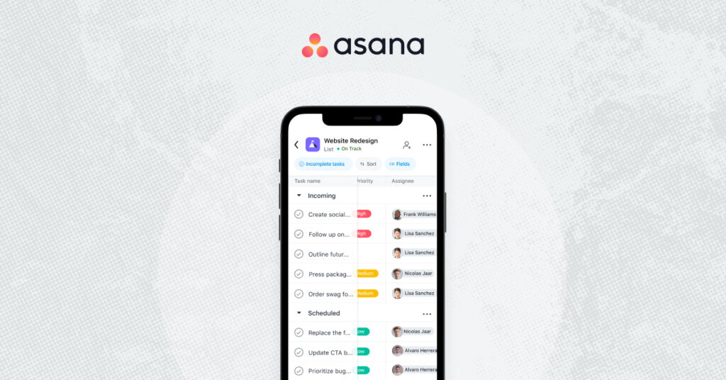 Asana productivity app on a mobile phone