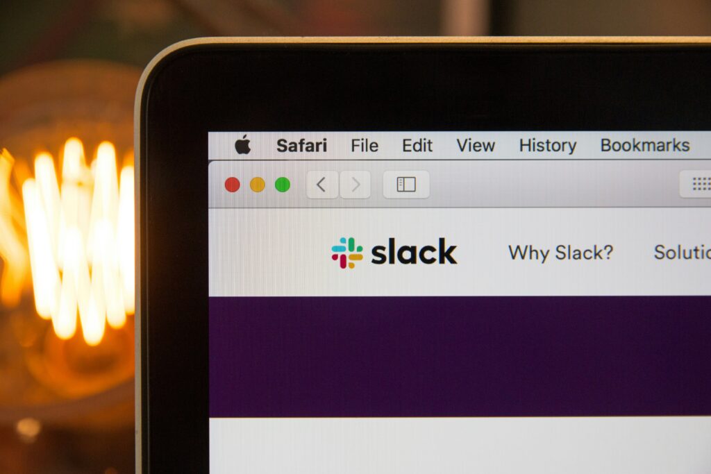 Slack communication app on a computer screen
